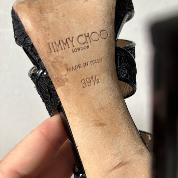 Jimmy Choo Black Strappy Lace Heels - Picture 9 of 11
